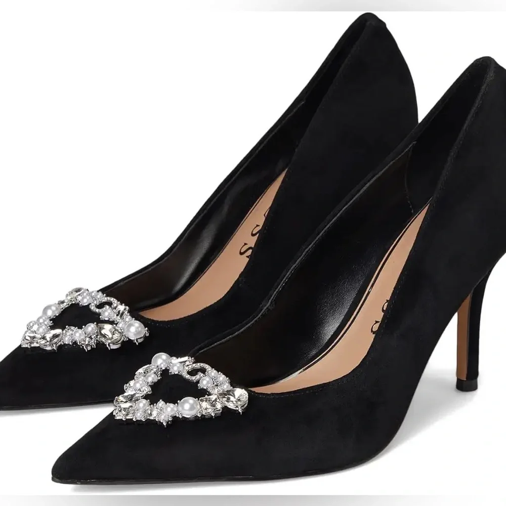 Guess Black Heels with Crystal Embellishments 6